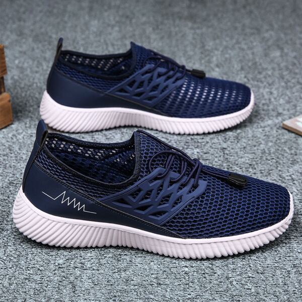 

Men Hollow Out Drawstring Decor Sneakers, Navy blue
