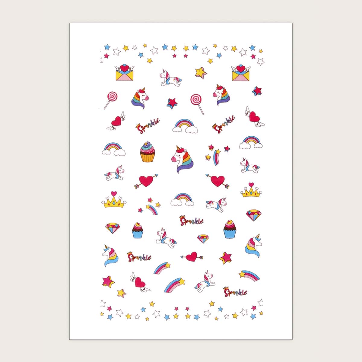 

1sheet Cartoon Unicorn Nail Art Sticker, Multicolor