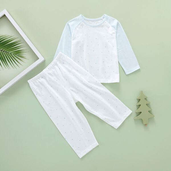 

Toddler Boys Raglan Sleeve Star Print Top & Pants Set, White