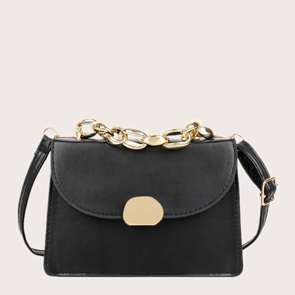 

Minimalist Flap Satchel Bag, Black