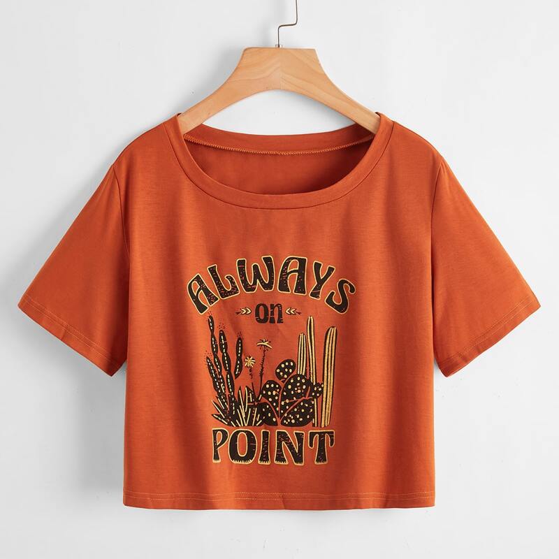 

Letter Cactus Graphic Tee, Orange