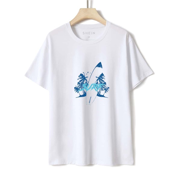 

Letter & Tropical Print Tee, White