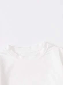 SHEIN Tops con gái lớn Báo Giải trí - trắng - Xem 3