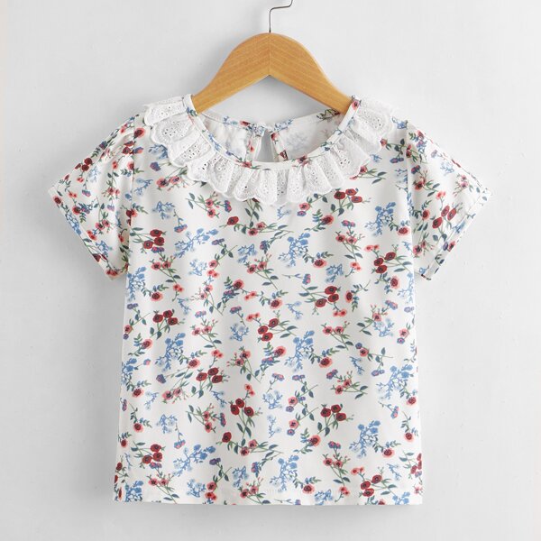 

Toddler Girls Ditsy Floral Eyelet Embroidered Blouse, Multicolor