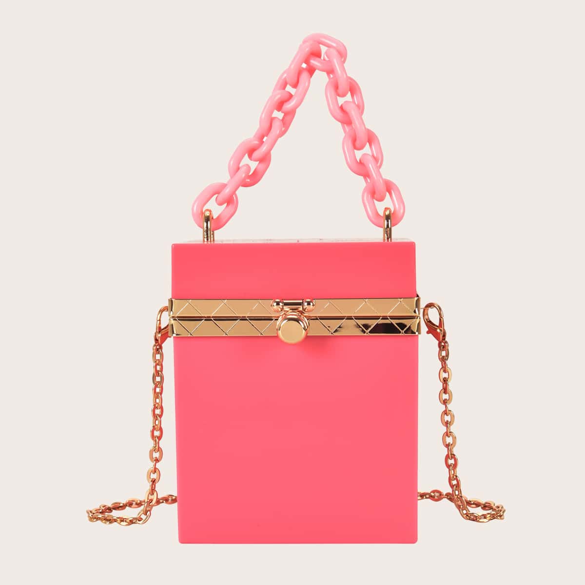 

Mini Chain Box Bag, Pink