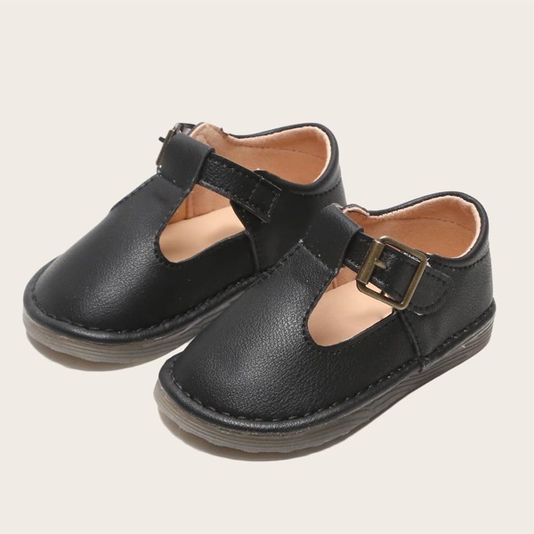 

Toddler Girls Minimalist Velcro Strap Flats, Black