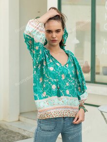 Rusttydustty بلايز شرابة الرسم بوهو