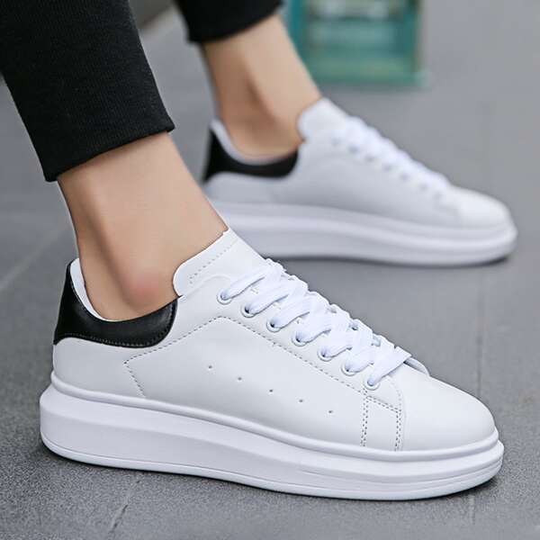 

Men Lace-up Front Skate Shoes, White