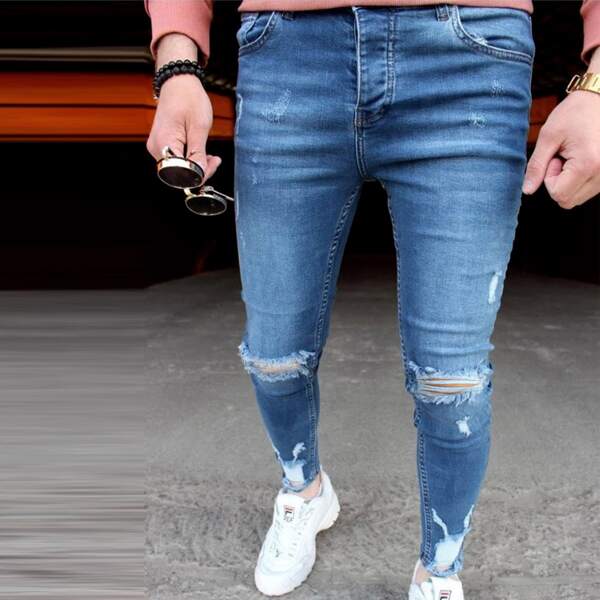 

Men Ripped Skinny Jeans, Medium wash