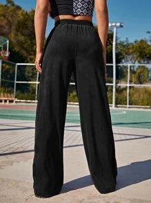 SHEIN Quần Túi màu trơn Giải trí - màu đen - Xem 2