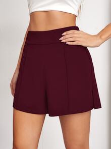 SHEIN EZwear Split Side Seam Back Shorts - Maroon - View 3