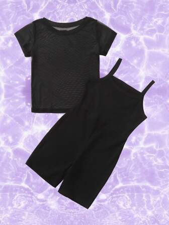 رومبير كامي مع لباس علوي شبكي للبنات الصغار