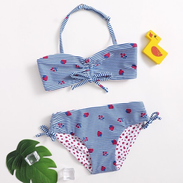 

Toddler Girls Striped & Fruit Print Bikini Swimsuit, Multicolor
