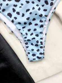 Dalmatian Rib Underwire Bikini Set, For Summer Beach Vacation - Baby Blue - View 3