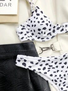 Dalmatian Rib Underwire Bikini - Black and White - View 4