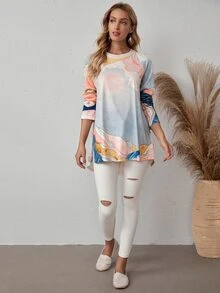 EMERY ROSE Graphic Print Raglan Sleeve Tee - Multicolor - View 4