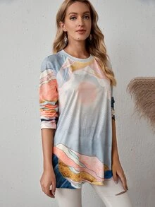 EMERY ROSE Graphic Print Raglan Sleeve Tee - Multicolor - View 5