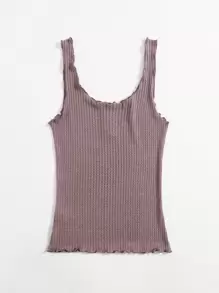 SHEIN Essnce 小褶邊華夫格針織背心上衣 - 淡紫色 - 查看 2