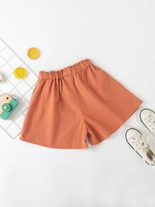 Niñas Shorts unicolor con cordón delantero - Naranja - Ver 2