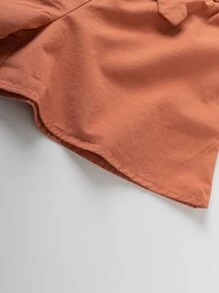 Niñas Shorts unicolor con cordón delantero - Naranja - Ver 3