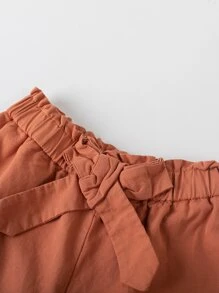 Niñas Shorts unicolor con cordón delantero - Naranja - Ver 4