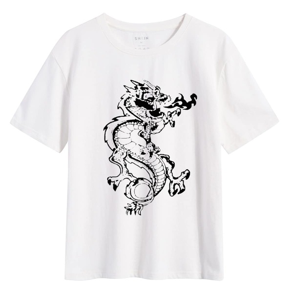 

Chinese Dragon Print Tee, White