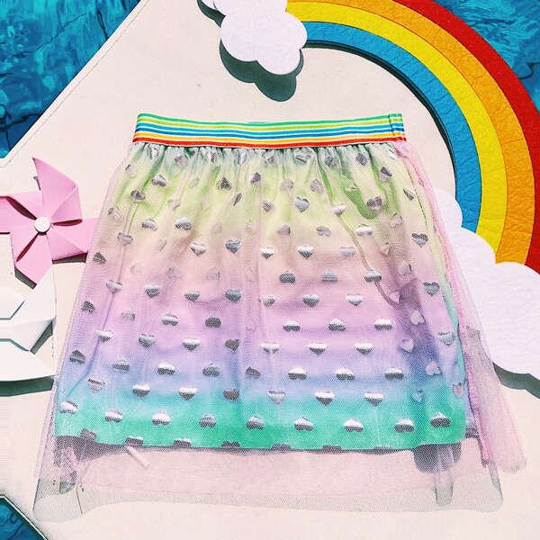 

Toddler Girls Ombre Heart Pattern Beach Skirt, Multicolor