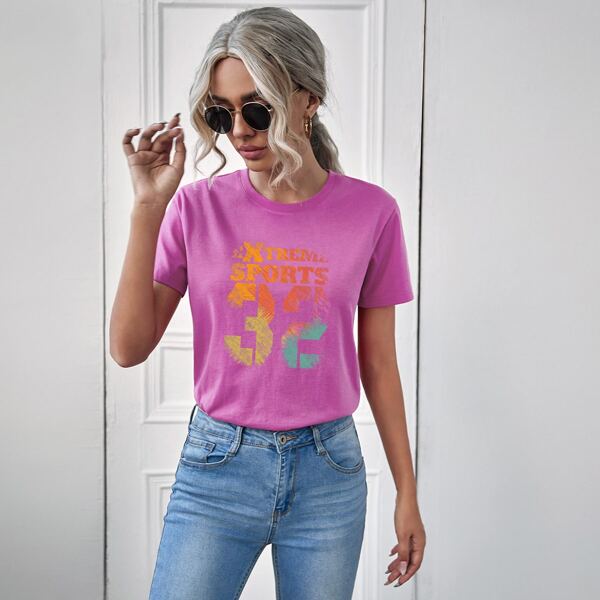 

Letter & Number Print Tee, Purple