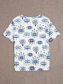 人像和星星圖案T恤 - 白色 - 查看 2