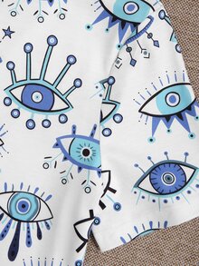 人像和星星圖案T恤 - 白色 - 查看 3