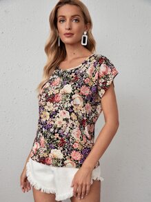 SHEIN LUNE Floral Print Top - Multicolor - View 3