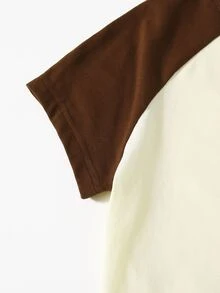 SHEIN EZwear Top corto de dos colores de manga raglán - Beis - Ver 5