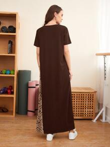 SHEIN Allover Print Pleated Panel Dress