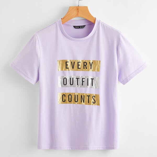 

Slogan Graphic Tee, Lilac purple