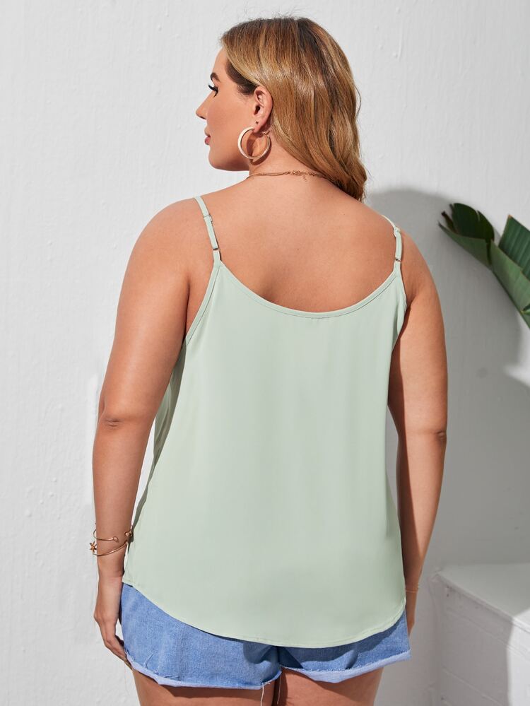 SHEIN Privé Plus Solid Cami Top - Mint Green - View 2