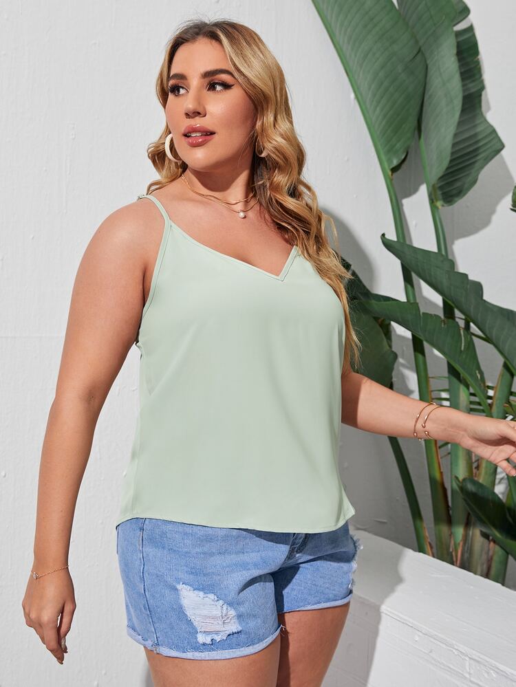 SHEIN Privé Plus Solid Cami Top - Mint Green - View 3