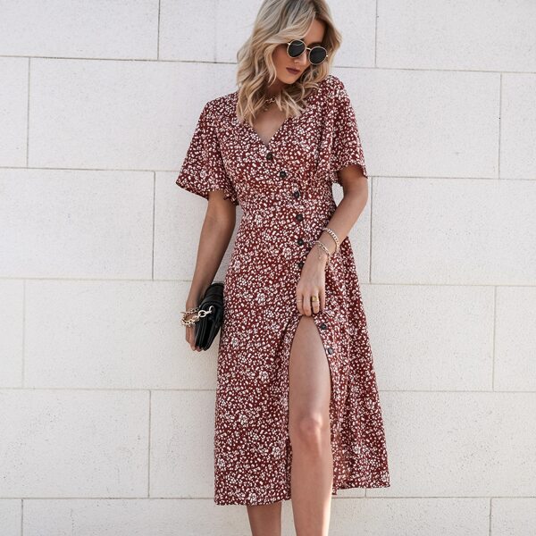 

Ditsy Floral Button Up Dress, Multicolor