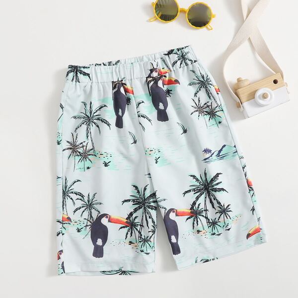 

Boys Animal And Tropical Print Shorts, Multicolor