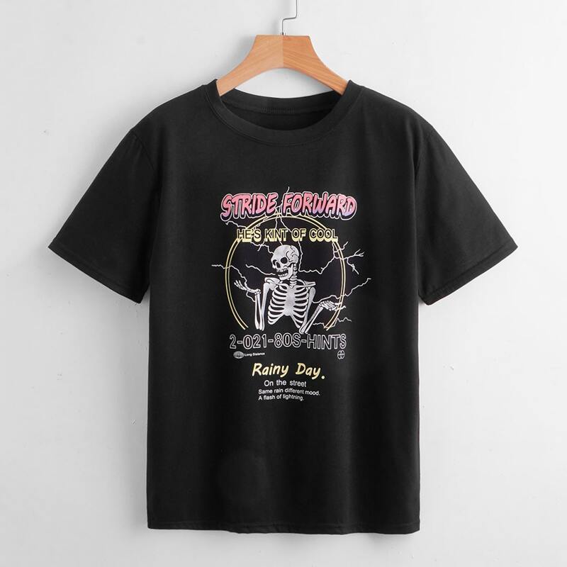 

Letter Skull Graphic Tee, Black