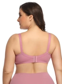 Plus Bow Decor Underwire Bra - Pink - View 2
