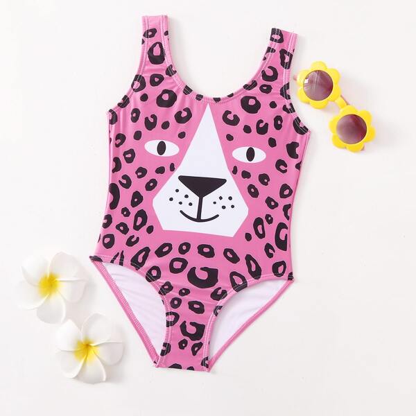 

Toddler Girls Leopard One Piece Swimsuit, Pink