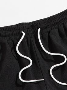 Manfinity Men Color Block Drawstring Pants - Black - View 3