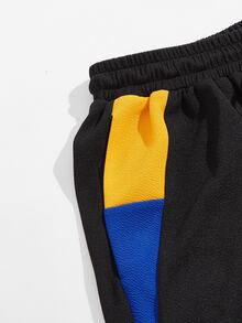 Manfinity Men Color Block Drawstring Pants - Black - View 4