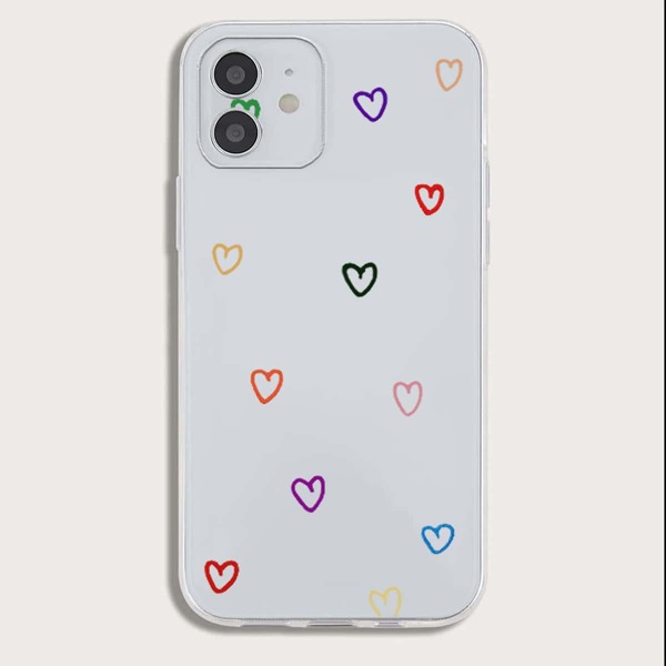 

Heart Print Clear Phone Case