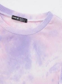 SHEIN Unity 紮染羅紋針織短版T恤 - 彩色 - 查看 4