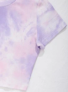 SHEIN Unity 紮染羅紋針織短版T恤 - 彩色 - 查看 5