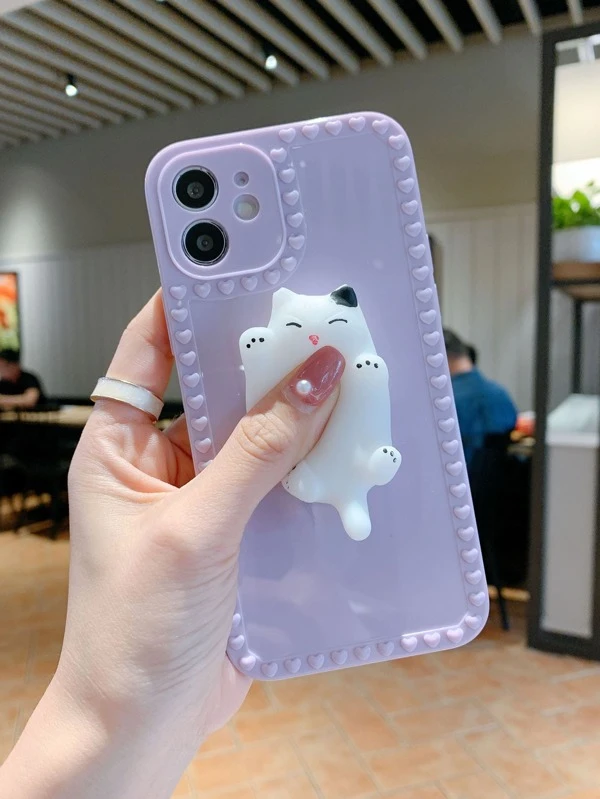 Coque De Telephone Avec Chat 3d Shein