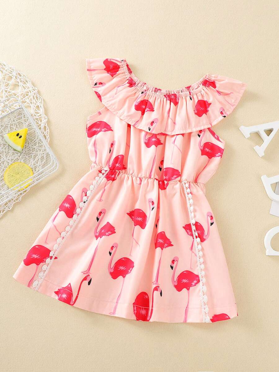 Baby Girl Flamingo Print Dress - Pink - View 1