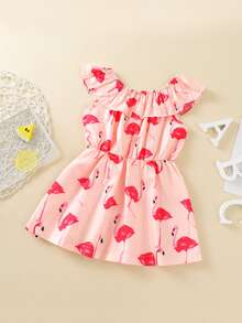 Baby Girl Flamingo Print Dress - Pink - View 2