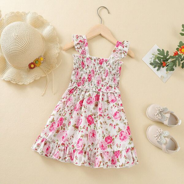 

Baby Girl Floral Print Shirred Cami Dress, Multicolor